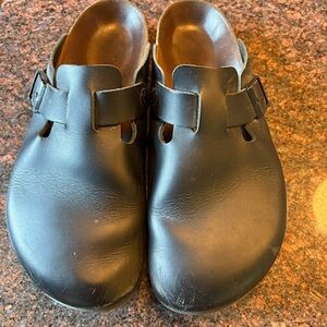 Birkenstock Black Leather Clogs